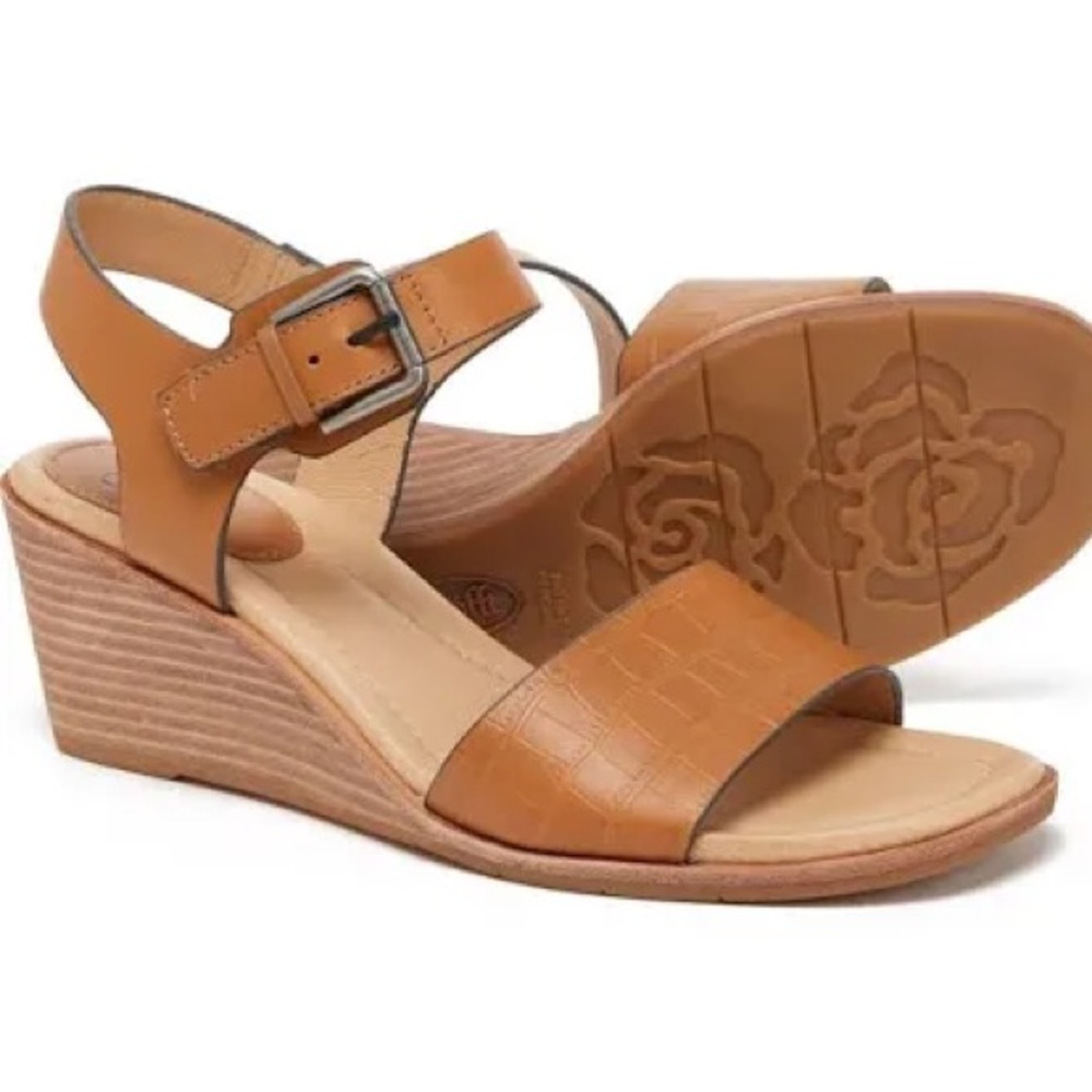 Söfft Women's Garin Luggage Croc Embossed Leather Wedges 8.5 - Picture 3 of 12